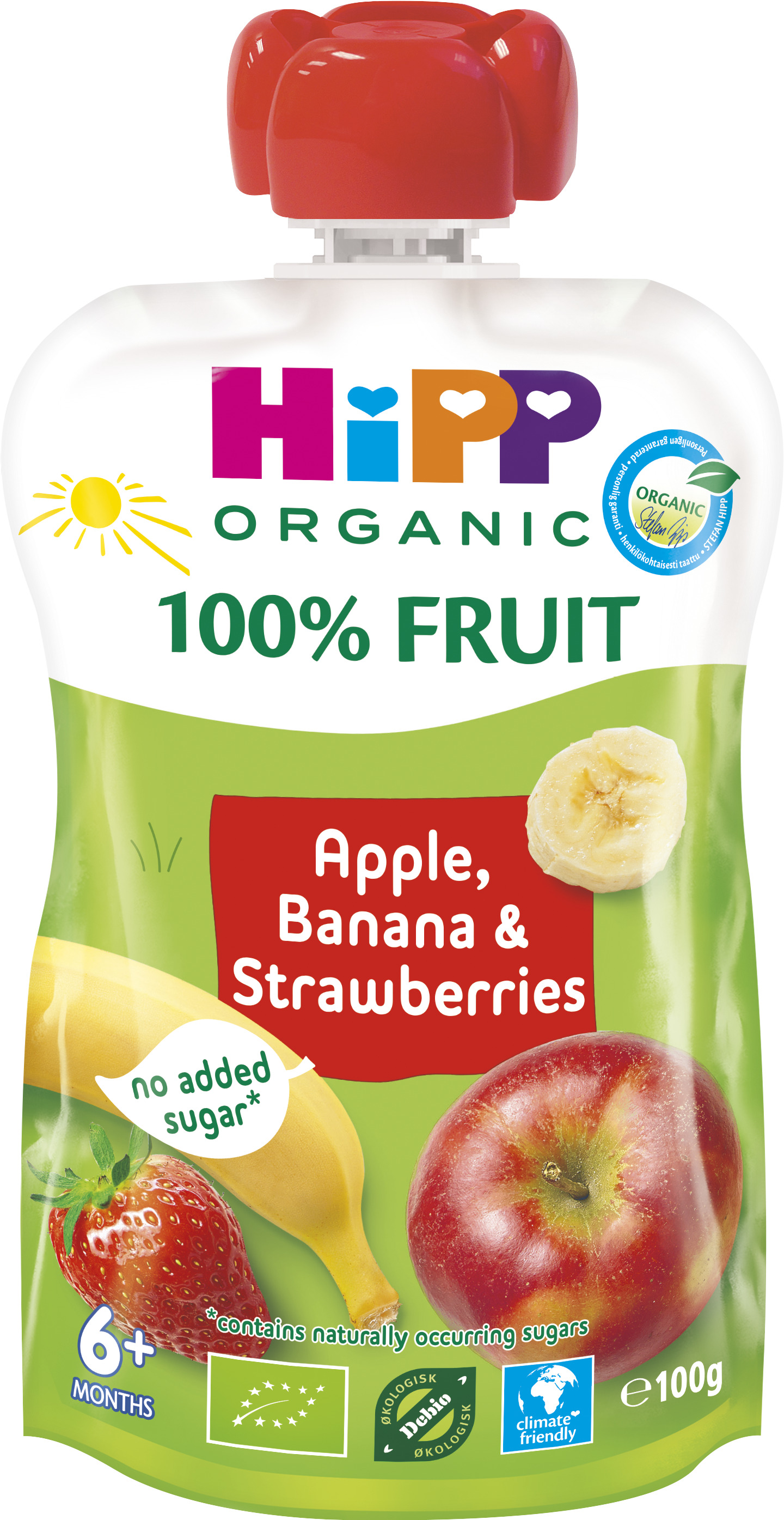 Köp HiPP Smoothie Äpple Banan & Jordgubb 100 g | Apohem